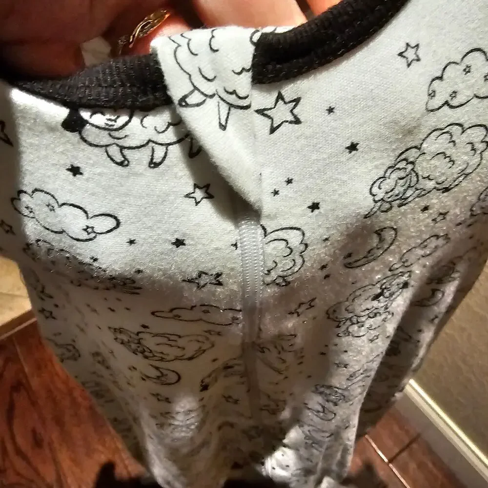 Wonder Nation Baby 6-9M Sheep Print Footed Sleeper Cotton Neutral Sleepwear